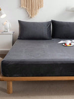 VELVET FITTED BED SHEET – CHARCOAL GREY