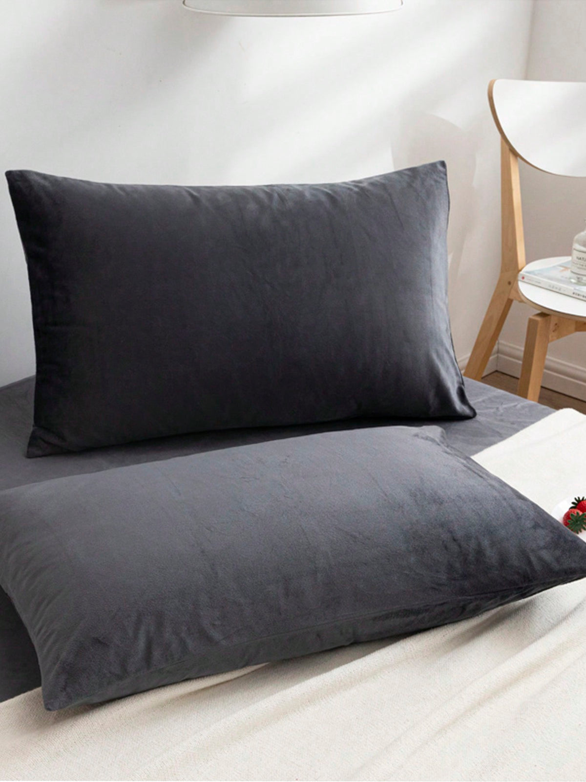 VELVET FITTED BED SHEET – CHARCOAL GREY