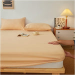 Plain Fitted Bed Sheet - Mango Yellow