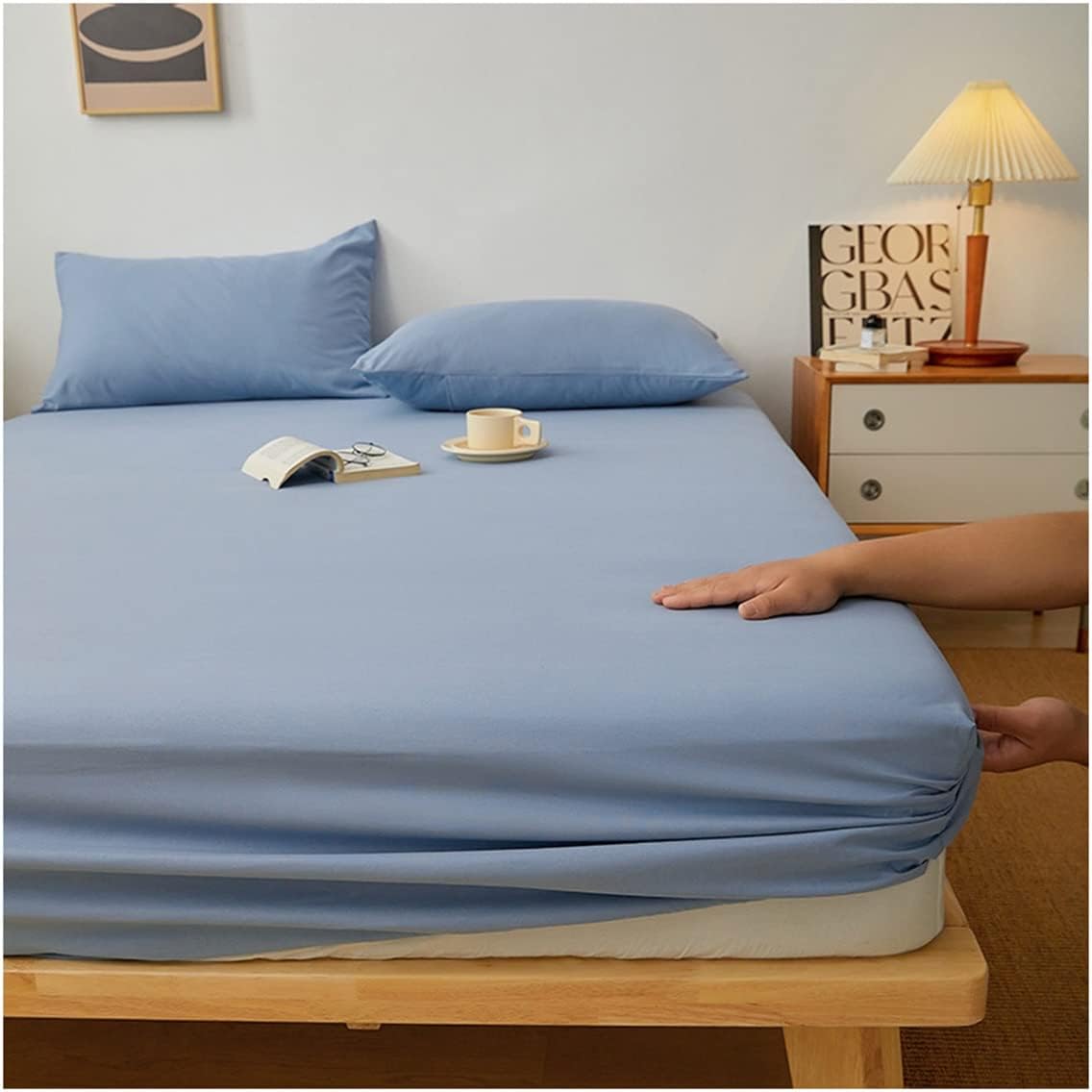 Plain Fitted Bed Sheet - Light Blue