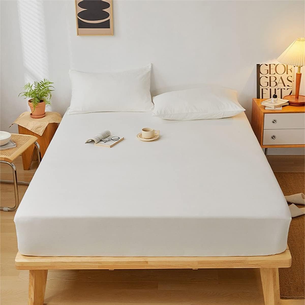 Plain Fitted Bed Sheet - Off White