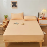 Plain Fitted Bed Sheet - Mango Yellow