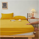 Plain Fitted Bed Sheet - Mustard Yellow