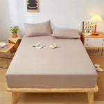 Plain Fitted Bed Sheet - Beige