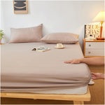 Plain Fitted Bed Sheet - Beige