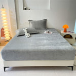 VELVET FITTED BED SHEET – GREY