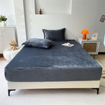 VELVET FITTED BED SHEET – DARK GREY