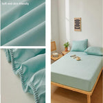 Plain Fitted Bed Sheet - Aqua Green