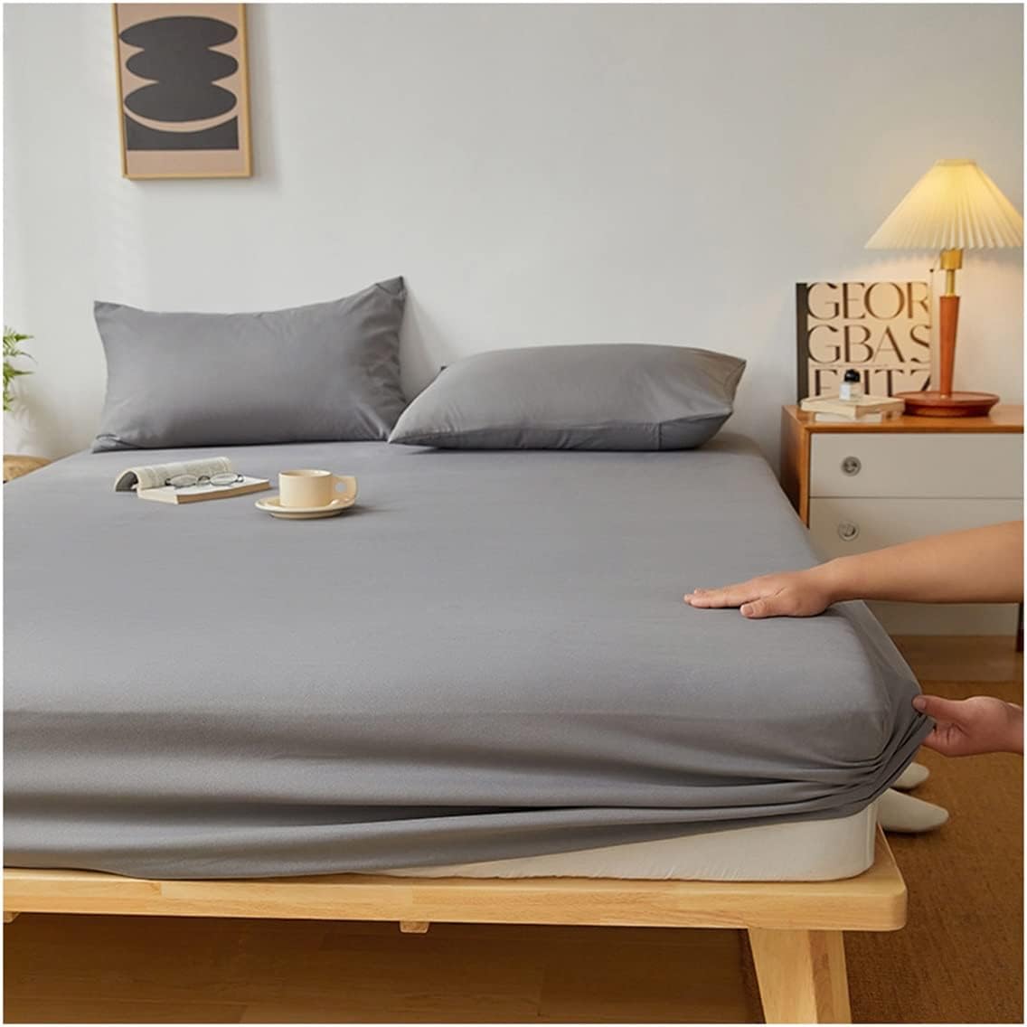 Plain Fitted Bed Sheet - Grey