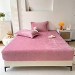 VELVET FITTED BED SHEET – ROSE PINK