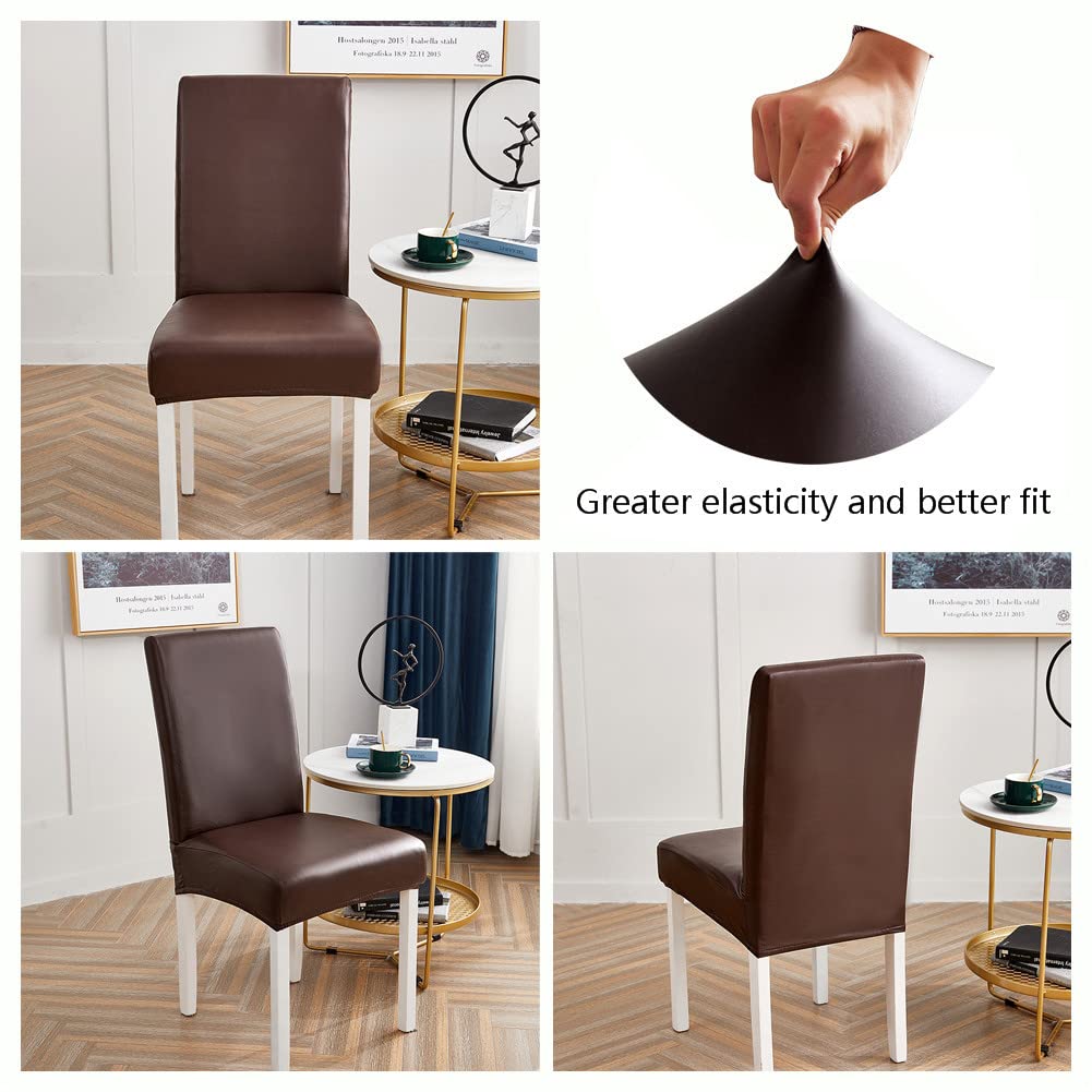 Faux Leather Waterproof Chair Covers - Mahroon