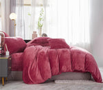 Velvet Duvet Cover Set - Dark Pink