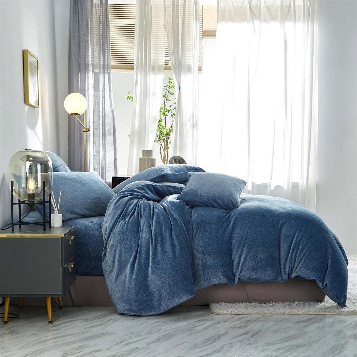 Velvet Duvet Cover Set - Blue Gradient