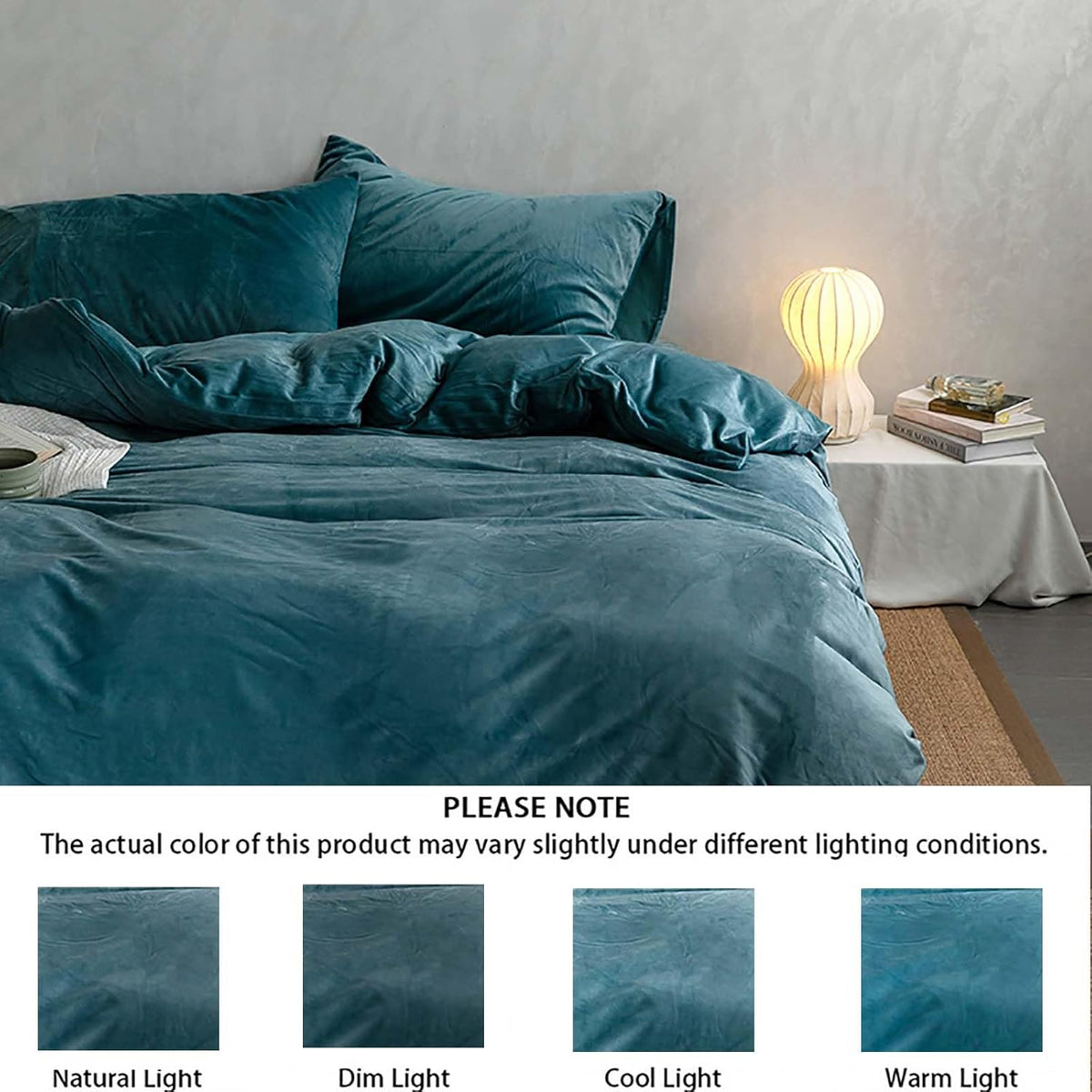 Velvet Duvet Cover Set - Teal Blue