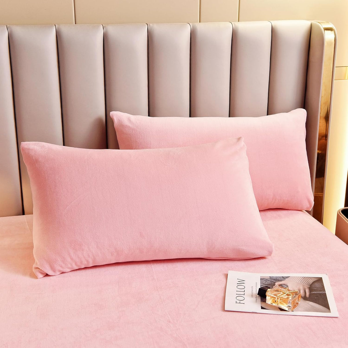 MICROFIBER VELVET BED SHEET – BABY PINK