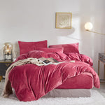 Velvet Duvet Cover Set - Dark Pink