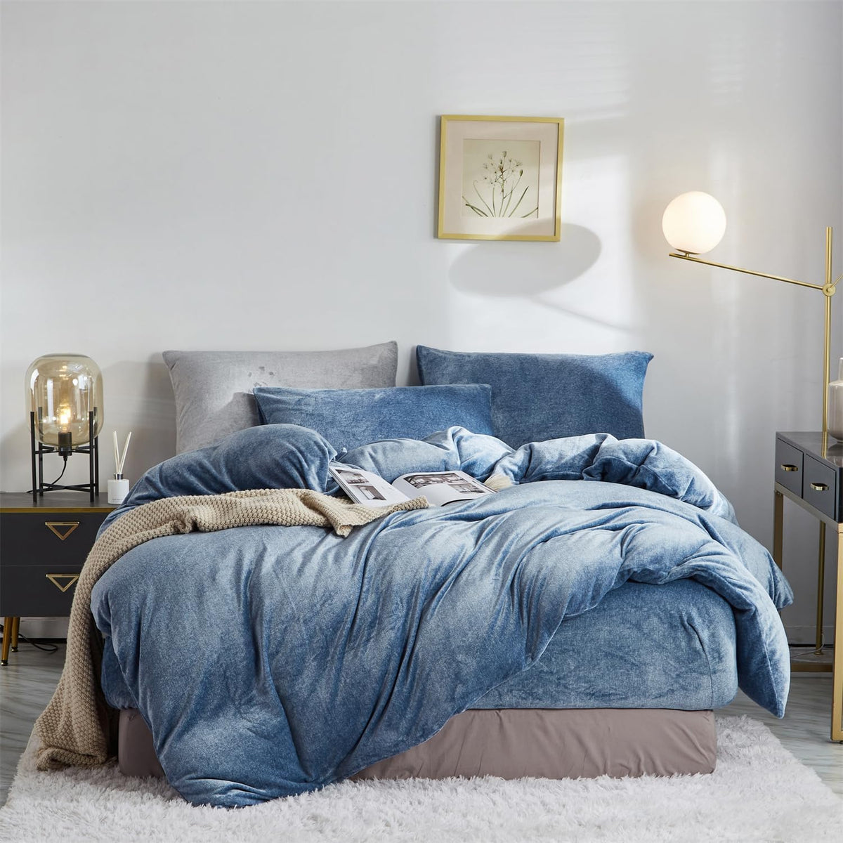 Velvet Duvet Cover Set - Blue Gradient