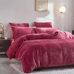 Velvet Duvet Cover Set - Dark Pink