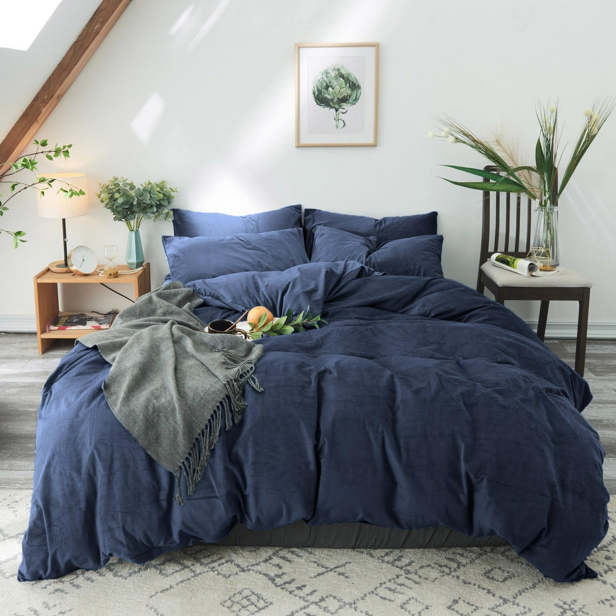 Velvet Duvet Cover Set - Blue