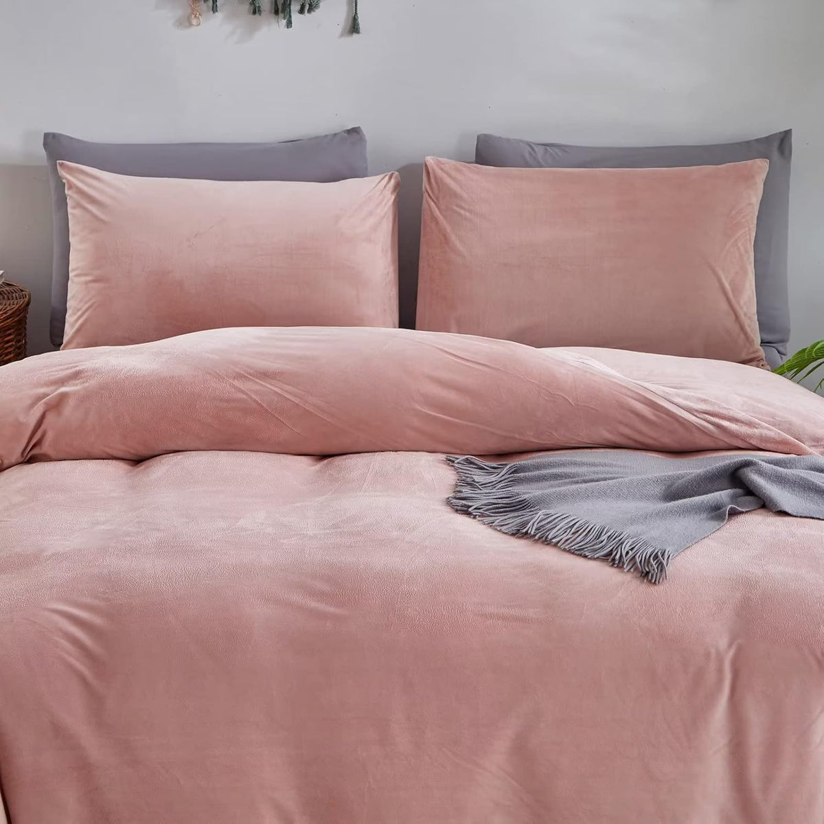 Velvet Duvet Cover Set - Pink & Purple