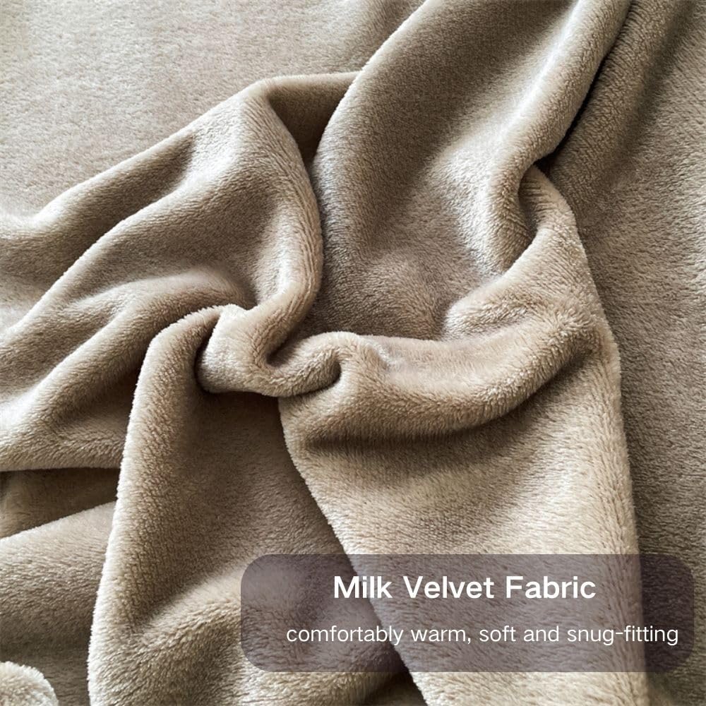 VELVET FITTED BED SHEET – LIGHT BROWN