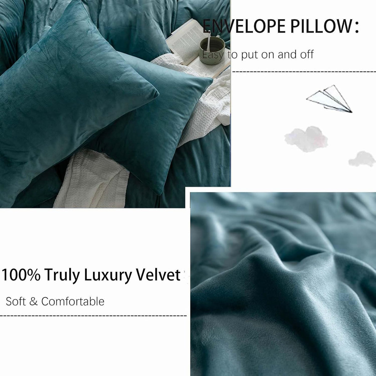 Velvet Duvet Cover Set - Teal Blue