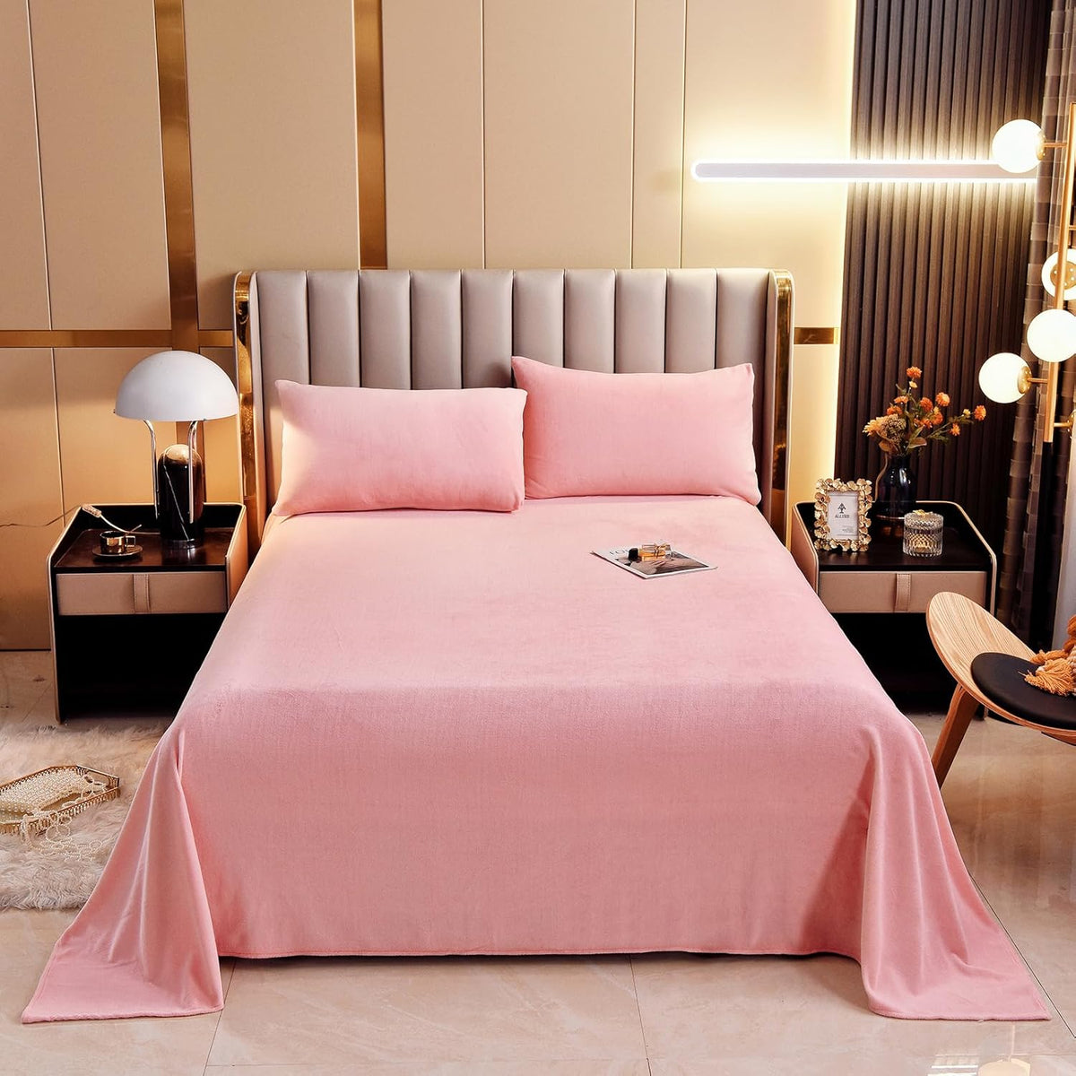 MICROFIBER VELVET BED SHEET – BABY PINK