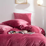 Velvet Duvet Cover Set - Dark Pink