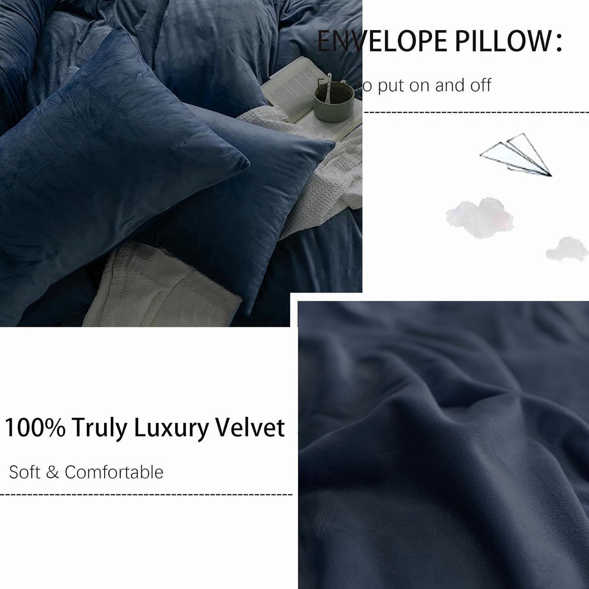 Velvet Duvet Cover Set - Blue