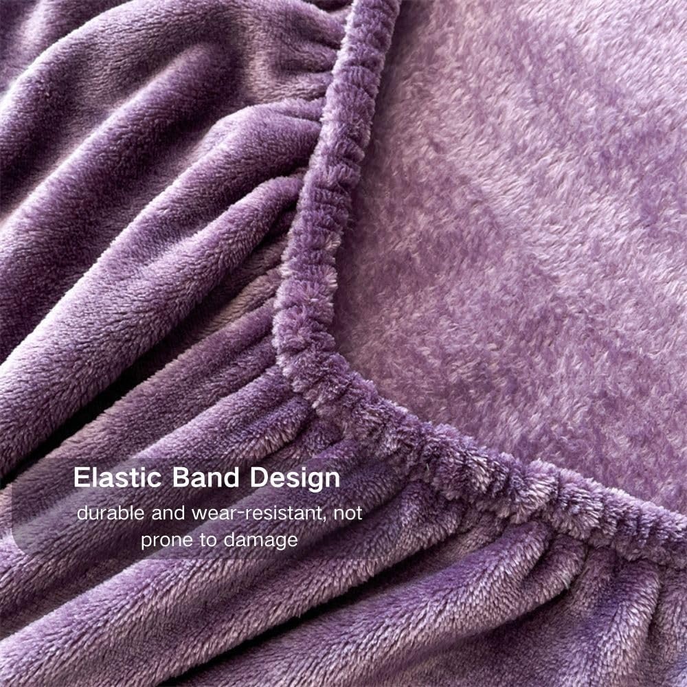 VELVET FITTED BED SHEET – PURPLE