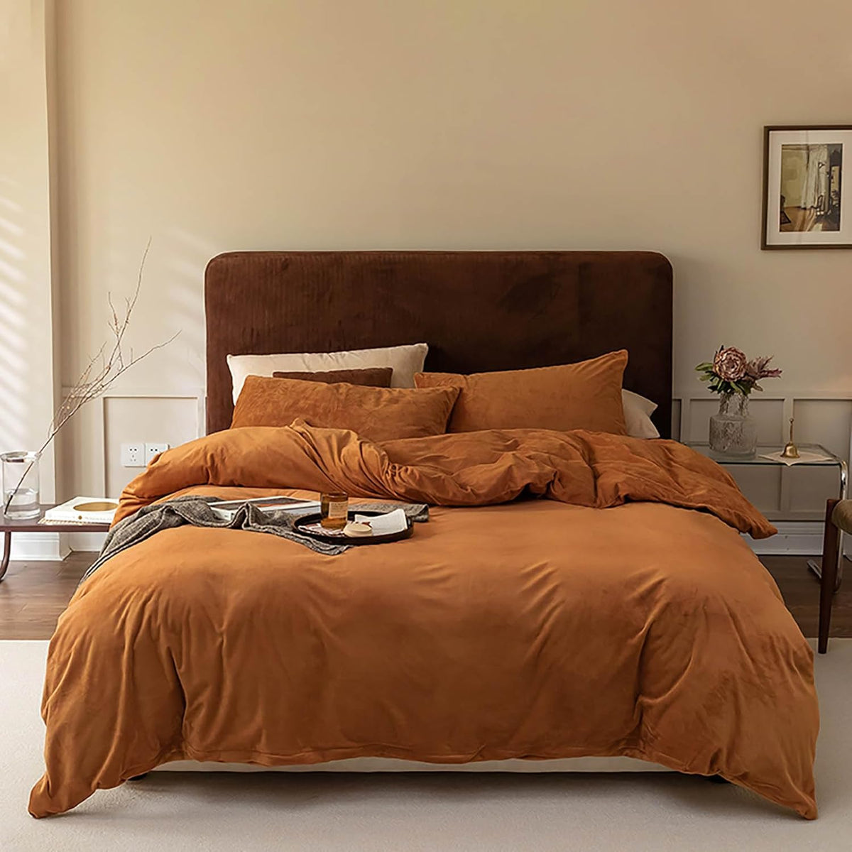 Velvet Duvet Cover Set - Polish Brown