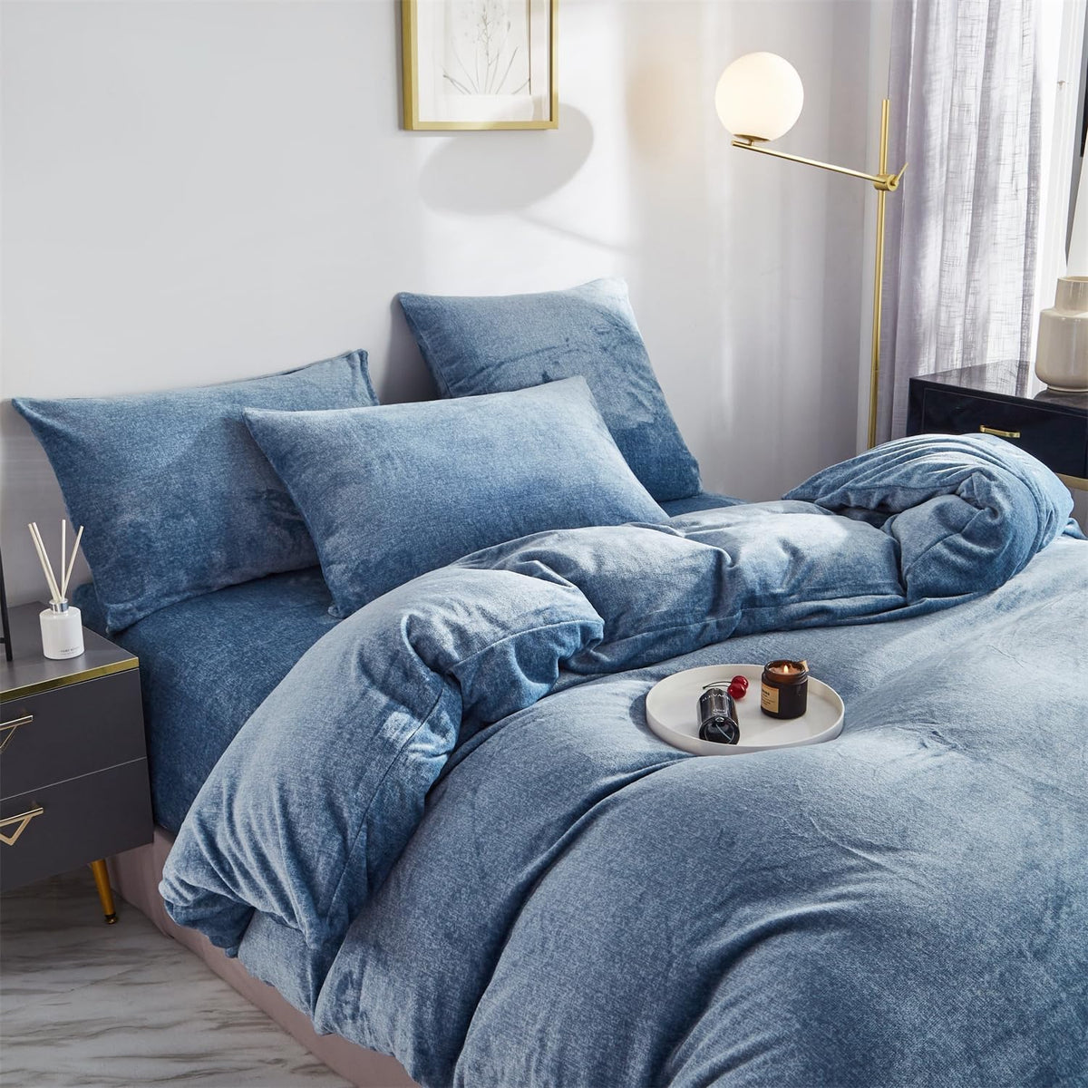 Velvet Duvet Cover Set - Blue Gradient