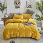 Velvet Duvet Cover Set - Yellow & Texture Grey