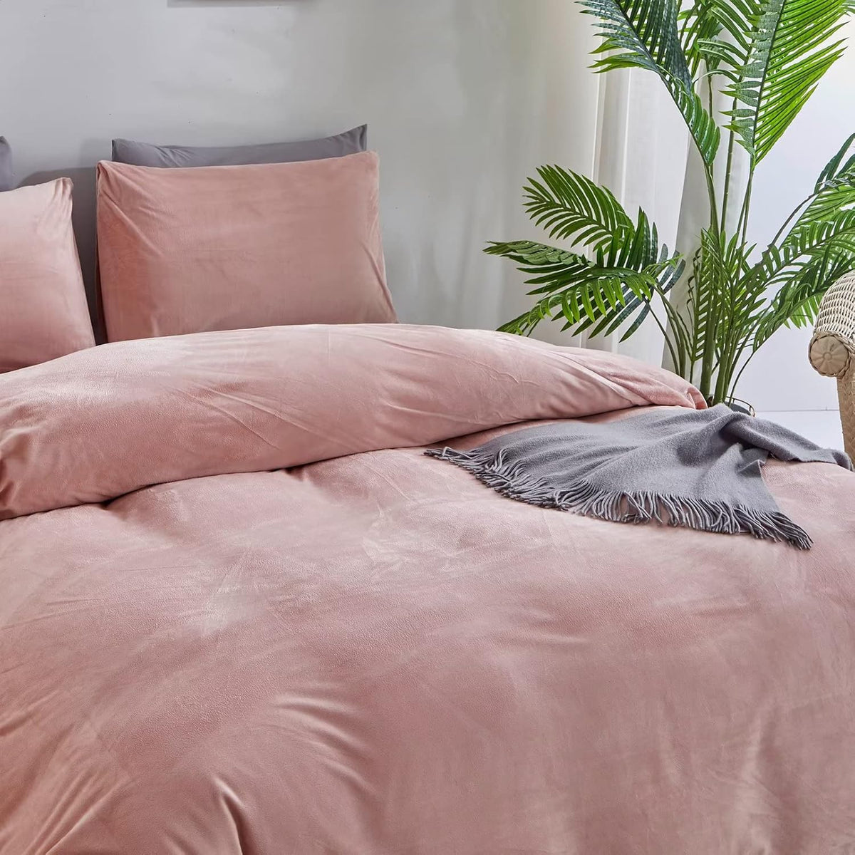 Velvet Duvet Cover Set - Pink & Purple