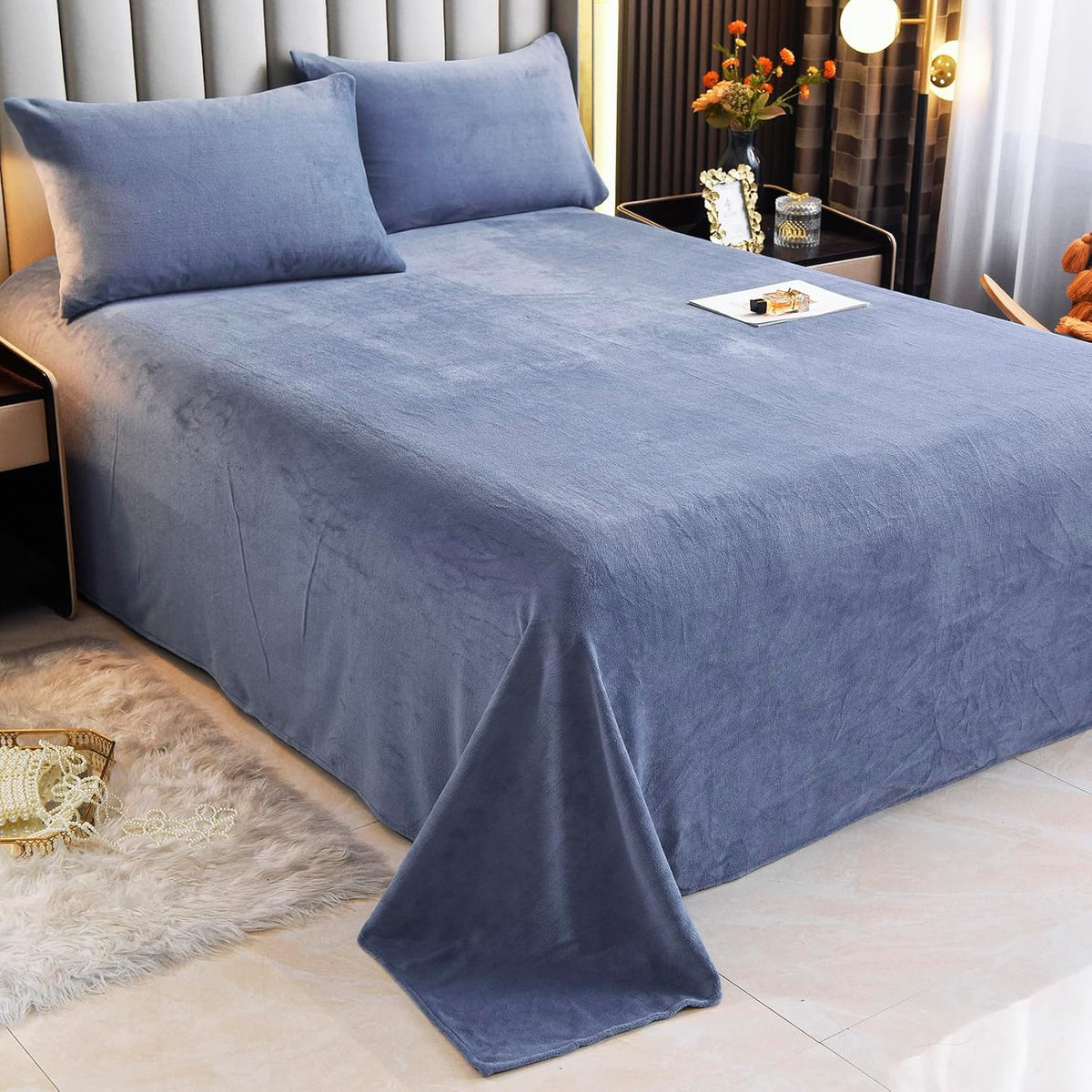 MICROFIBER VELVET BED SHEET – SPACE GREY