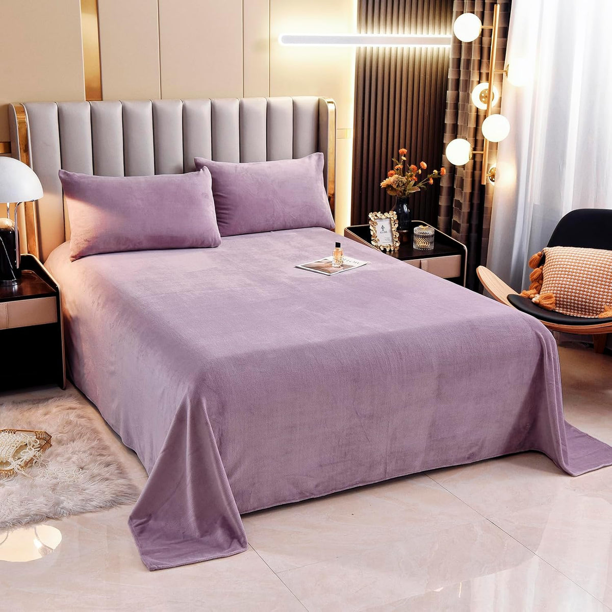 MICROFIBER VELVET BED SHEET – LIGHT PURPLE