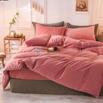 Velvet Duvet Cover Set - Rose Pink & Brown