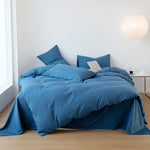 Reversible Cotton Duvet Cover Set -Allover Blue