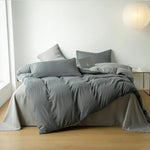 Reversible Cotton Duvet Cover Set - Grey Shades