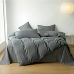 Reversible Cotton Duvet Cover Set - All Over Grey