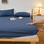 Plain Fitted Bed Sheet - Denim Blue