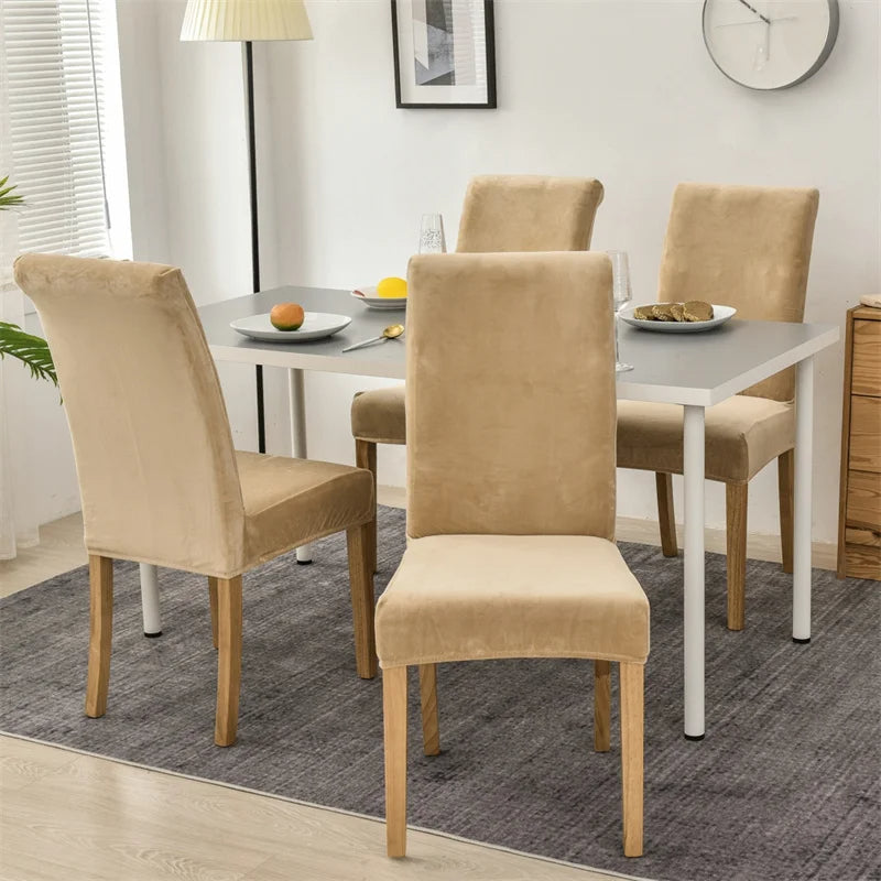 Microfiber Velvet Chair Cover - Beige