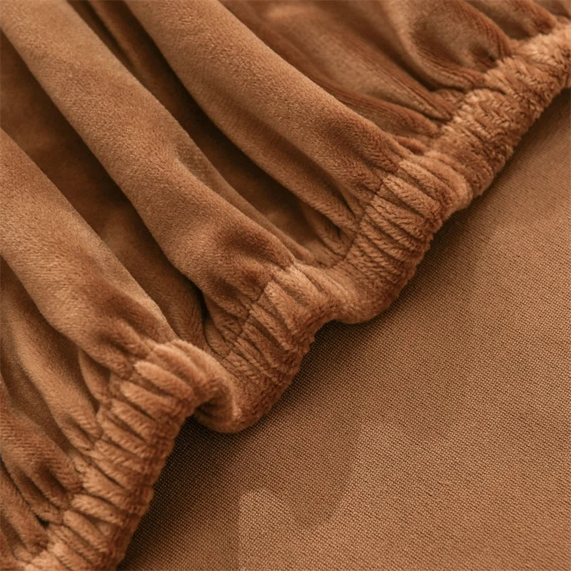 Microfiber Velvet Chair Cover - Copper Brown