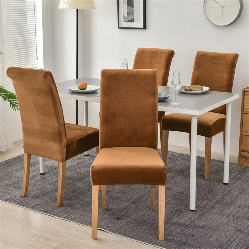 Microfiber Velvet Chair Cover - Copper Brown