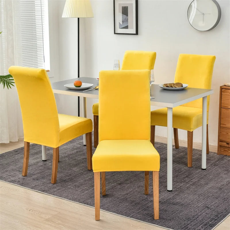 Microfiber Velvet Chair Cover - Yellow