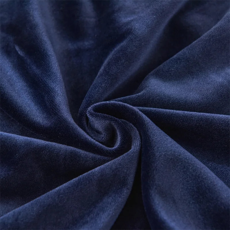 Microfiber Velvet Chair Cover - Dark Blue