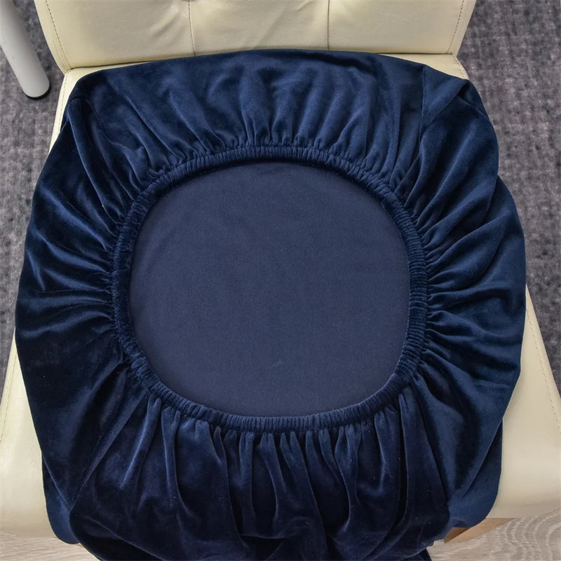 Microfiber Velvet Chair Cover - Dark Blue