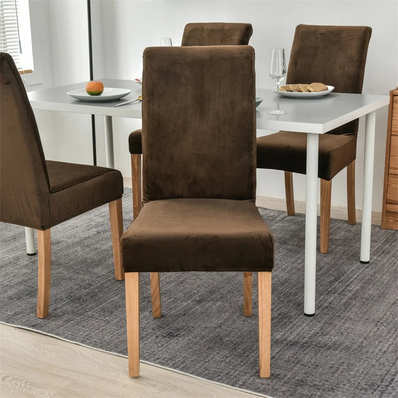 Microfiber Velvet Chair Cover - Dark Brown